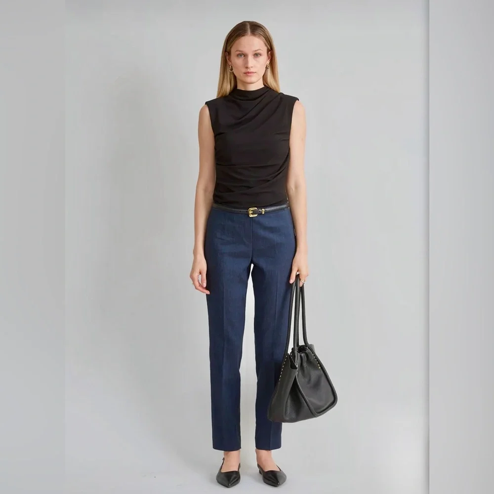 NWT Elie Tahari Linen Blend Navy Pants - Picture 2 of 8